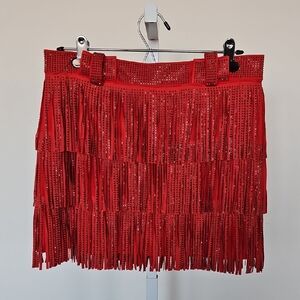 Chic Red Fringe Mini *SKORT*